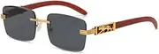 [HCHES] Rectangle Rimless Sunglasses Men Women Frameless Leopard Eyewear Vintage Light Glasses