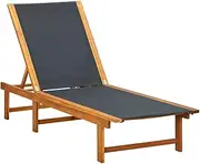 Sun Lounger, Outdoor Sun Lounge Patio Chaise Lounge Reclining Chair Recliner Chair Sun Lounger Solid Acacia Wood and Textilene