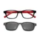 【 Z·ZOOM 】老花眼鏡 磁吸太陽眼鏡系列 時尚矩形粗框款(黑框紅身)