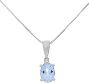 [Gin & Grace] 10K WHITE Gold Genuine Aquamarine Pendant With Diamonds For Women Ethically, Authentically & Organically Sourced (Oval-Cut) Shaped Aquamarine Hand-Crafted Jewelry For Her