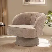 PATIOHIT Swivel Barrel Chair Modern 360 Degree Round Swivel Accent Chair Comfortable Upholstered Linen Fabric Rotating Arm Chair Sofa Chair for Living Room Bedroom Office (Beige)
