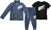 [Nike] Little Boys Tee, Tricot Jacket And Pants 3 Piece Set (Grey(86H354-M19)/B, 6 Years)