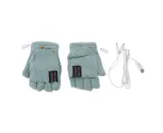 Usb Heated Gloves Electric Half Hands Double Sided Heating Warm Laptop Gloves For Outdoor Indoor Green