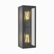 Maxax Hawaii 15.35 in. H 2-Light Modern Black Dusk to Dawn Outdoor Rectangle No