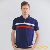 在飛比找momo購物網優惠-【BOFOX 寶狐】簡約雙色條紋POLO衫(藏青)
