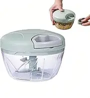 Manual Chopper, Garlic Chopper with Stainless Steel Blades, Garlic Mincer Hand Pull String, Vegetable Chopper Cutter Mincer for Onion Veggies Fruits Nuts Herbs (Green, 500ml)