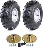 YC Yier 2pcs 19z7.00-8 19x7-8 Tires with Rims 4 Bolt 8 inch Go Kart Wheels w/ 23T Rear Axle Hubs for ATV Quad Buggy Golf Cart Lawn Mower Garden Tractor Turf Tires Mini Bike
