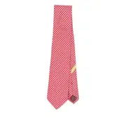 [Ferragamo] Ferragamo Geometric-pattern Silk Tie ONE SIZE RED/GREY