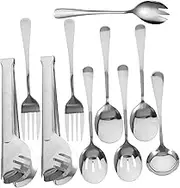 CHILDWEET Serveware Set 4 Piece Stainless Steel Serving Spoon Forks Dinnerware Cutlery Kit Tableware for Entertaining