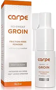 Carpe No-Sweat Groin Powder (For Men) with Precision Applicator - Designed for Maximum Sweat Absorption - Mess and Friction Free, Stop Chafing - 700+ Pumps Per Bottle