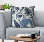 FABFUNKY LTD., Jacobean Hazega Floral Blue & White Chinoiserie Pillow Cover, 18"