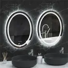 Elliptical LED Illuminated Bathroom Mirror Demister 3 Touch Switch Wall Mounted