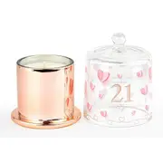 21st Paper Hearts Candle w/ Glass Cloche Vanilla Scent 45hr Burntime Decor