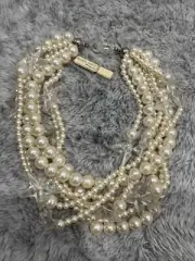 ANGELA CAPUTI ITALY Lucite Star And Fox Pearl Necklace NWT Some Discoloration