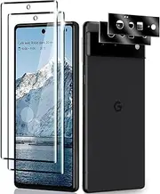 (2+2PCS) RUNGOS Top 9H+ for Google Pixel 6 Pro Screen Protector Tempered Glass, with Camera Lens Protector [Fingerprint Sensor Friendly] HD Clear & Military Grade Shatterproof & Longest Durable 1st