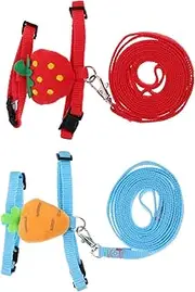 Mipcase 2 Sets Bunny Leash and Harness for Pets Fashionable Rabbit Harness Kit with Long Leash and Easy to Use for Walking Your Lovely Pet