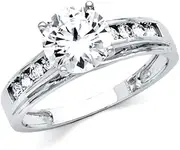[JewelryWeb] Sterling Silver 925 CZ Simulated Diamond Ring Band Style-Ring for Women