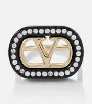 [Valentino] Valentino VLogo embellished ring L 1/2 black