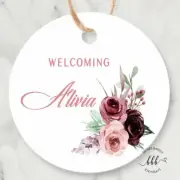 10 White Gift Tags Welcome Baby Girl Arrival baby shower Bomboniere Personalised