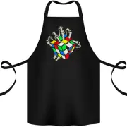 Skeleton Hand With a Retro Puzzle 80s Cotton Apron 100% Organic