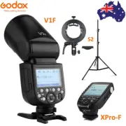 Godox V1F V1-F Flash Speedlite + XPro-F Trigger for Fujifilm + S2 Bracket Stand