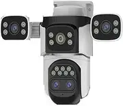 4K 8MP 10X Zoom WiFi IP Camera 4 Lens 4-Screens Outdoor Smart Tracking PTZ Camera Video Surveillance Waterproof Camera(U/K)
