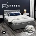 Artiss Bed Frame Double Size Gas Lift Storage Mattress Base Wooden Grey VILA