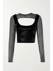 [MCQ ALEXANDER MCQUEEN] MCQ ALEXANDER MCQUEEN - Cropped Striped Woven And Vinyl Tank - Black - xx small xx small Black