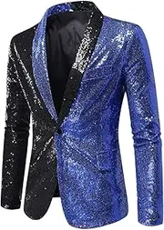 [Generic] Men's Sequins Suit Jackets Sparkly Shiny One Button Blazer Glitter Clothes Party Tuxedo Wedding Prom Festival Costume