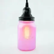 Fantado Frosted Lavender Mason Jar Pendant Light Kit, Wide Mouth, Black Cord,...