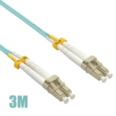 10Ft 3M LC UPC to LC UPC Fiber Optic OM4 MultiMode Duplex 50/125 Patch Cable