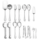 15PCS Stainless Steel Large Serving Utensils - Serving Spoons/Forks/Tongs,Slo...