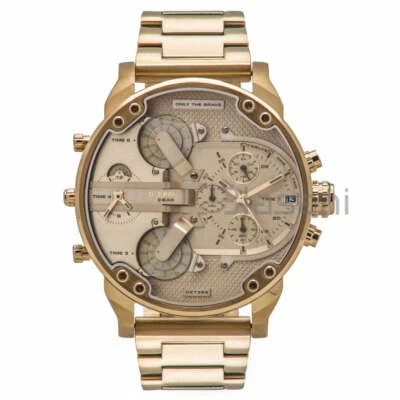 Diesel Original DZ7399 Mr. Daddy 2.0 Gold Stainless Steel Chronograph Watch 57mm