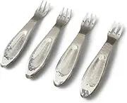 IHI EST. 1986 Dimpled Hammered Design - 6.5 Inch Silver Tone Stainless Steel Flatware Cocktail Fork; Pack of 4