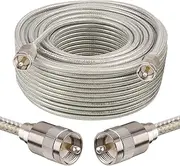 MOOKEERF CB Coax Cable 100ft,RG8X Stranded Core UHF PL259 Male to Male Low Loss CB Antenna Cable 50 Ohm for HAM Radio,Antenna Analyzer,Dummy Load,SWR Meter