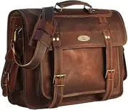 HULSH Leather Laptop Bags for Men Full Grain Leather Messenger Bag Leather Briefcase Computer Satchel Crossbody Shoulder Bag