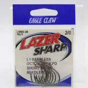 Eagle Claw Lazer Sharp L1 Barbless Octopus Hook Model L1BBG-2/0 Size 2/0