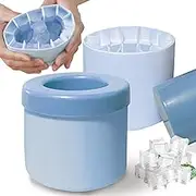 Ice Making Bucket, Quick-Freeze Silicone Ice Cube Tray with Easy Release and Compact Design (Blue)