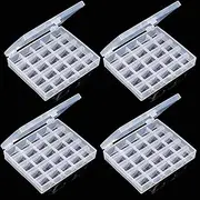 Bobbin Box,Machine Bobbin Organizer Plastic Case,Transparent 25 Slots Empty Bobbins Spools Box，Sewing Craft Plastic Case Storage Box for Sewing Machine (4-Pack)