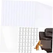 15 Pcs Cat Scratch Protector Transparent Couch Cover Clear Furniture Protection with Installation Pins Durable Scratch Resistant Tape for Cats