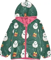 [GuoChe] Toddler Boy Fleece Jacket Cute Snowman with Gifts Dark Green Toddler Girl Winter Coat pink Stylish Baby Boy Clothes 3T