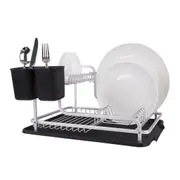 D.Line Aluminium 2 Tier Dish Rack Drying Drainer Board Tray Cutlery Organiser