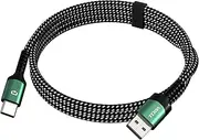 TLIDA USB A to USB C Cable 3.3ft 66W USB 3.0 PD Fast Charging & 480Mbps Data Transfer Nylon Braided Compatible with iPhone 16/15 Pro Max Samsung S24 Ultra iPad 10th Gen Ps5 Controllers Green