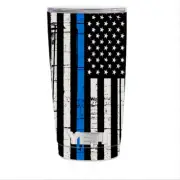 Skin Decal for Yeti 20oz Rambler Tumbler Thin Blue Line Police Lives Matter Flag