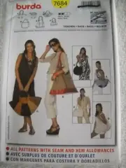 Bags Lined Zippered Drawstring Shoulder Straps Burda 7684 Sewing Pattern *