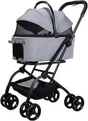 Pet Strollers for Small Medium Dogs or 2 Cats, Cat Stroller Dog Strollers for Medium Dogs, Dog Cat Stroller Pushchair Buggy Travel Carriage Carrier, Durable Wheels(Grey a)