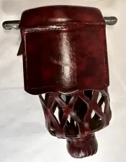 Burgundy Leather Sheild Pocket Pool Table Replacement Pocket Drop Bag