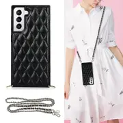 Rhombus Leather Shoulder Bag Phone Case Compatible Samsung Note10 ,samsung Metal Chain Soft Edge Phone Case For Girl And Woman