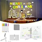 Kivvy Magic Board, Kivvy LED Writing Board, Magicboard Where Creativity Lights Up, Light Up LED Drawings Board with Stand ＆ 7 Markers for Planning, Travel, Drawing (20 * 20cm/7.8 * 7.8 inch)