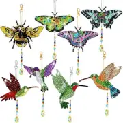 8 Pcs Diamond Art Paintings Wind Chime Kits, 5D Diamond Art Paintings Suncatcher